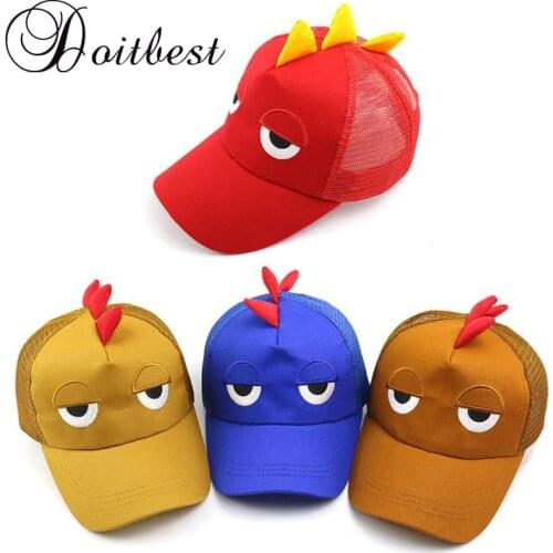 Doitbest Korea Child HipHop Baseball Cap Summer dinosaur eyes kids Sun Hat mesh Boys Girls snapback Caps for 2 to 8 years old