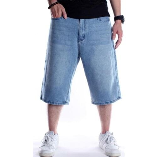 Jean Short Men Trouser Male Straight Plus Size 46 Summer Loose Breeches Vintage hip hop Streetwear Pant Denim Shorts Plus size
