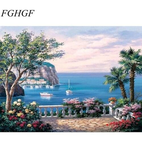 FGHGF Frameless City Street Night Landscape DIY Painting By Numbers Kits Hand Painted Oil Painting For Living Room Home