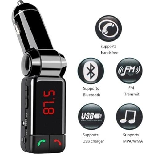 FM Transmitters Bluetooth Car Kit FM Transmitter Handsfree Porta Modulator Display with USB Charger LED Aux Dual Player Mp3 F9E1
