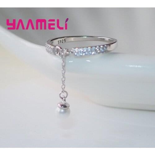 Fashion Adjustable Pearl Rings For Women Girls Wedding Engagement 925 Sterling Silver Luxury Jewelry 2020 Trendy Wholesale