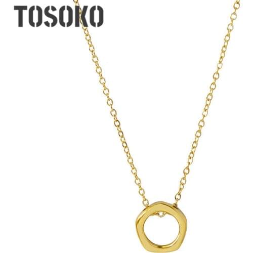 TOSOKO Stainless Steel Jewelry Circle Necklace Female Irregular Geometry Clavicle Chain Fashion Female Chain BSP700