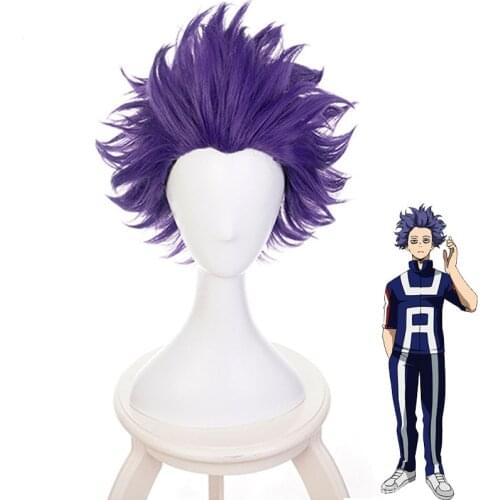 Anime My Hero Academia Cosplay Unisex Short Purple Wigs Cosplay Costume Props High Temperature Wire Synthetic Hair+Wig Cap