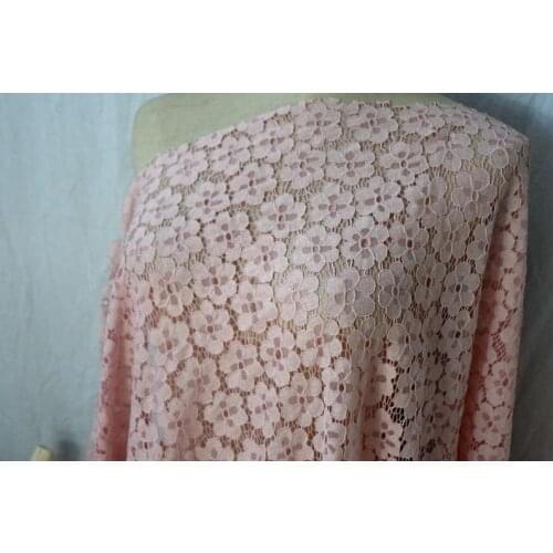 Beautiful Pink Lace Fabric With Cord Floral 59" Wide Sell By The Yard
