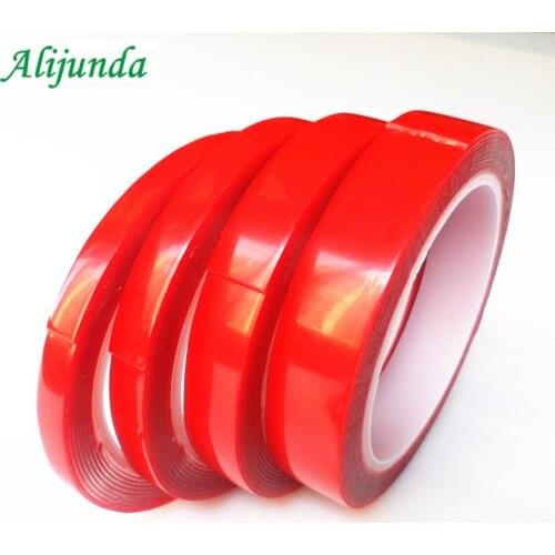 3 m Red Double Sided Adhesive Tape High Strength Acrylic Gel Transparent No Trace Sticker Car Auto Inner fixed