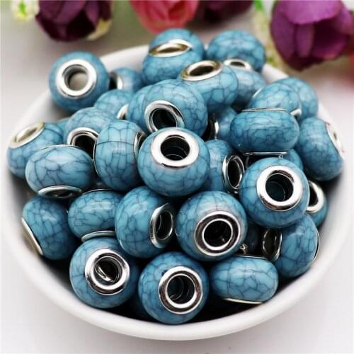 20pcs Rondelle Beads Large Hole European Beads for DIY Jewelry Making Beads fit Pandora Charms Bracelet Snake Chain DIY Necklace