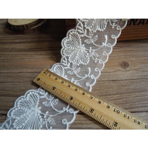 1 Yard 91cm Embroidery Tulle Lace Fabric Trim 6.7cm Beautiful Leaf Laces Accessories DIY Material Sewing Lace Clothes LX10