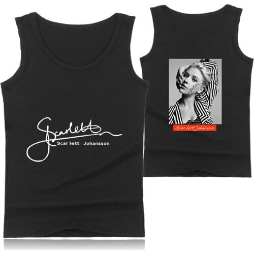 Summer Mens Sweat Vest Scarlett Johansson printed Sleeveless Tank Tops Shirt Casual Sports Cut Sleeve Fitness Shirt Basketba