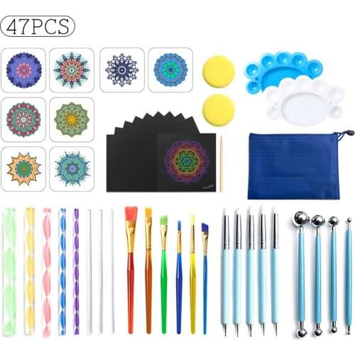 47PCS Flower-pattern Multi-function Painting Drawing Tools Polymer Clay Mandala Dotting Sets DIY Acrylic Crafts Art Dotting Tool