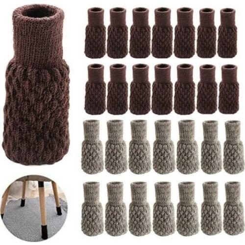 24pc Chair Leg Sock with Felt Pad Knitted Furniture Sock Cover Anti-Slip Table Feet Cap Hardwood Floor Protector for Dinner Room