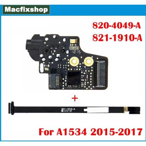 Original A1534 Audio Jack Board w Flex Cable 821-1910-A For MacBook Retina 12" A1534 Headphone Jack 2015 2016 2017 820-4049-A