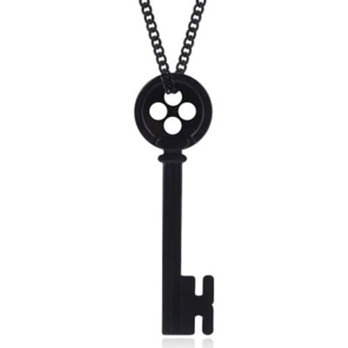 Movie Coraline Pendants Necklace Halloween Ghost Mother New Black Key Choker Jewelry Gifts For Women Men