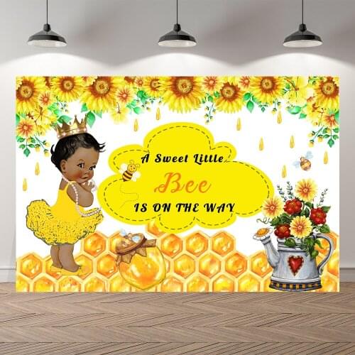 Seekpro Honey Cute Bees Princess Girl Baby On The Way Party Backdrop Customized Kids Birthday Decorations Background Photocall