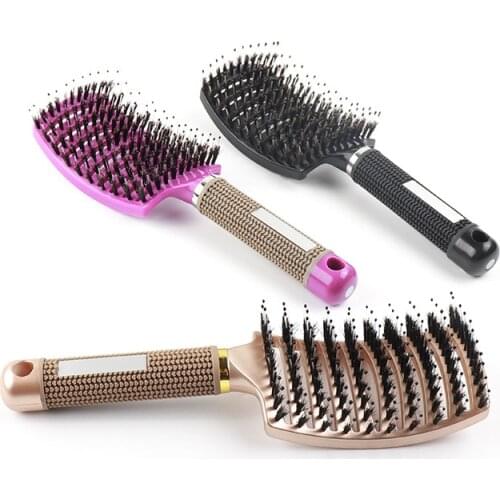 Boar Hair Brush Magic Hair Comb Detangling Hair Brush Detangle Lice Massage Comb Women Tangle Hairdressing Salon