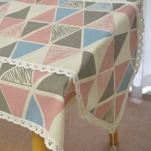 Linen Cotton Tassel Table Runner Printed Mixed Colors Geometry Table Runners Home Table Cloth Wedding Christmas Party Tablecloth