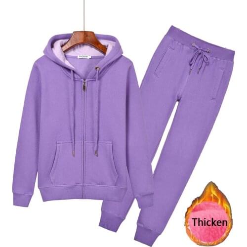 Autumn and Winter brand Womens Sportswear track suit fashion Female sportswear two-piece fleece hoodie + pants sports suit