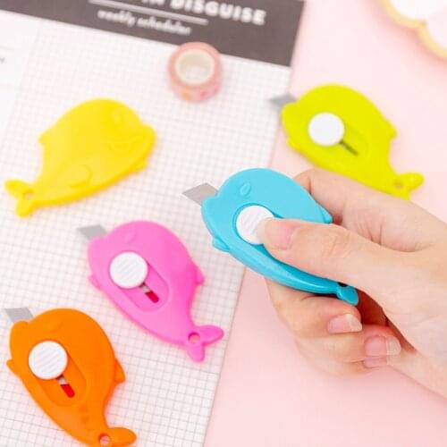 Utility Knife candy colored whale-shaped cute student mini portable paper knife express box opener letter opener
