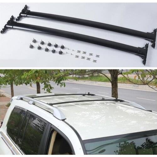 High Quality Aluminum Alloy Top Roof Rack Rail Luggage Cross bar For Toyota Land Cruiser 200 LC200 2008-2021 (black silver)
