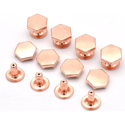 10mm Rose Gold Double Cap Rivets Antique Rivet Metal Button Rapid Rivet Studs for Purse Bags Handbags Belts Leather Craft