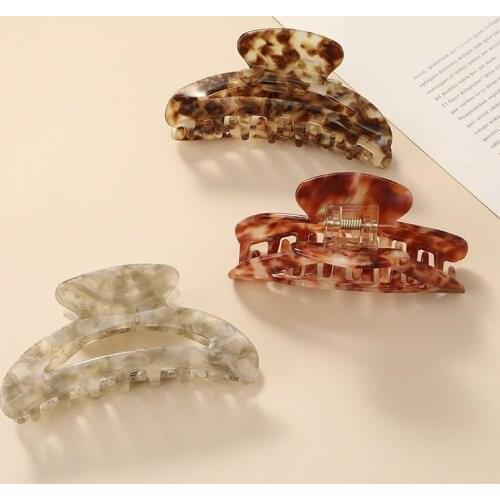 Korean Geometric Acetate Hair Claws Big Size Square Hair Crabs Clip Leopard Grain Hair Clamps For Women Fashion Hair Accessories