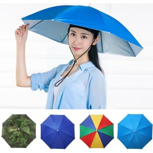 Outdoor Fishing Umbrella Hat Large Foldable Hiking Camping Fishing Head-mounted Parasol Hat Outdoor Fishing Gear Accessories