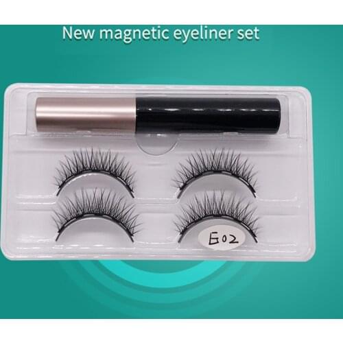 2 Pairs Magnetic Eyelashes Eyeliner Waterproof Natural Long Set Bulk Wholesale 3d False Mink Magnet Lashes Lasting Makeup Tools