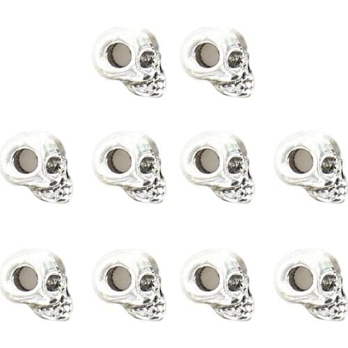10pcs Fashion Retro Skull Spacer Beads for Sewing Necklace Bracelets Making DIY Accessories Antique silver Color