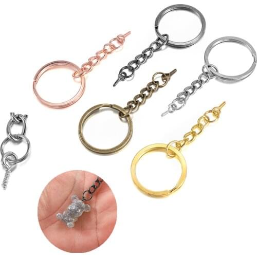 10Pcs/Lot 25 28 30mm Key Chain Key Ring with Eye Screws Eye Pin Round Split Keyrings for DIY Jewelry Findings Making Accessories