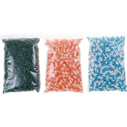 1000Pcs/bag Empty Medicine Capsule 2# Empty Gelatin Clear Capsules Hollow Hard Gelatin Transparent Joined Capsules