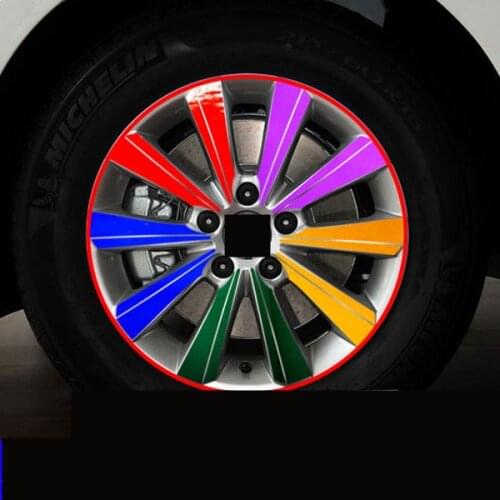 16 Inch Red Blue Green Laser Silver Yellow Gold Carbin Fibre Decorative Wheel / Rims Stickers For Volkswagen Passat BA083