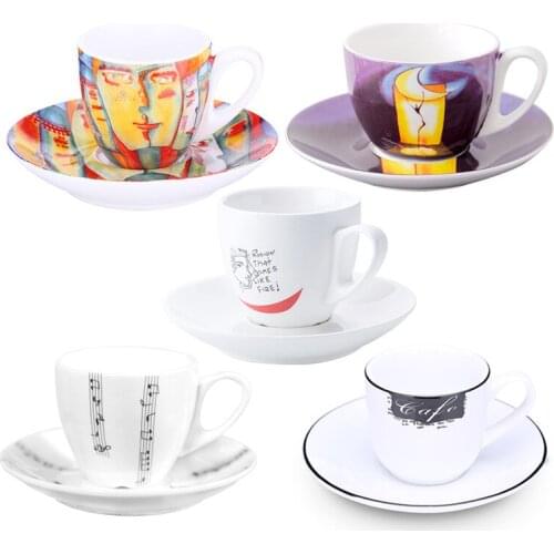 160ml high-grade ceramic coffee cups Coffee cup set Simple European style Mug Cappuccino flower cups Latte