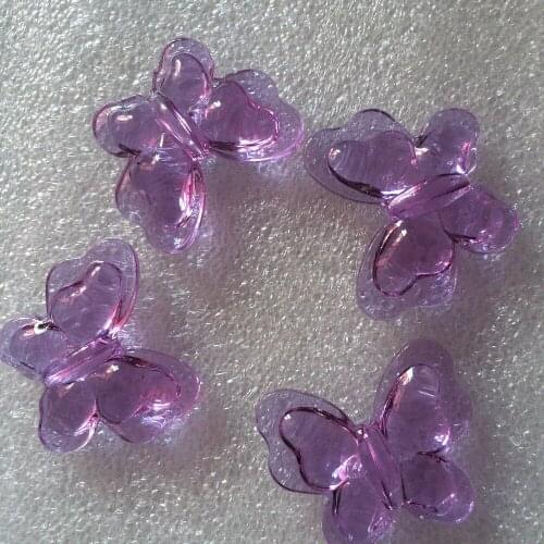 30pcs/lot Beautiful 32*25mm Crystal Purple Butterfly Shape Glass Beads Curtain Accessories For Home Decoration