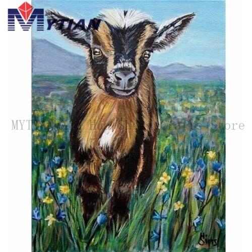 DIY Baby Goat Diamond Painting,Square Round Full Drill Diamond Embroidery Kit,Animals 5d Diamond Painting,Handmade Needlework
