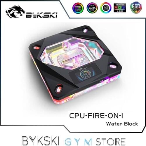Bykski CPU Water Block RGB With LCD Thermometer Display, Liquid Cooler For Intel LGA 1366,115X,20XX, 5V/12V SYNC, CPU-FIRE-ON-I