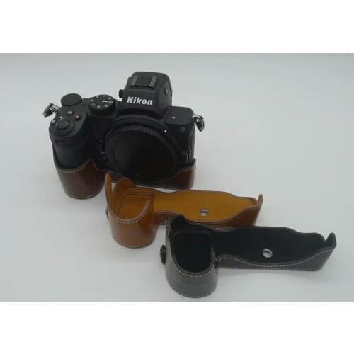 Portable Leather Half-Shell Protective Case For Nikon Z5 Z6II Z7II Camera Bag Protective Case With Battery Opening