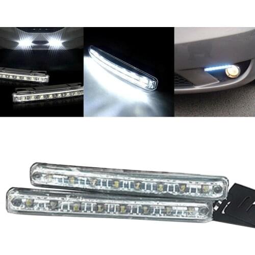 2Pcs 8 LED Daytime Running Lights Daylight Waterproof Fog Lamp Bulbs Car Kit