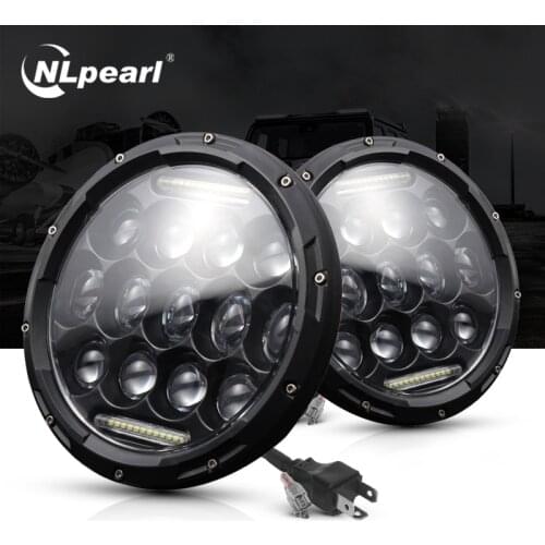 Nlpearl 7inch Led Headlight Hi/Low H4 Light Halo Angle Eyes Led Headlamp For Niva Urban Jeep Wrangler Off Road 4x4 12V 24V
