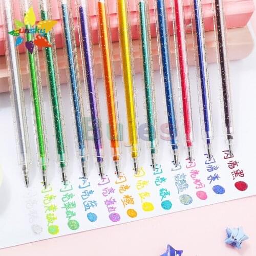 Flash gel pen Color neutral pen 8/12/18pcs 1.0mm Shiny metal Multicolor Fluorescent pen Student marking pen set Marker paint pen