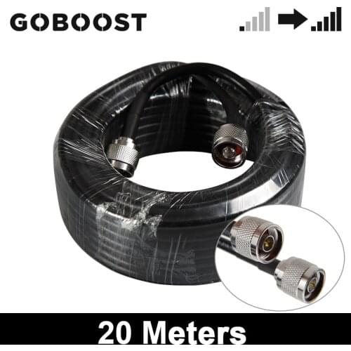 GOBOOST 50ohm black 5D 20M Coaxial Cable With N-Male Connector For Cellular Signal Booster Amplifier Or 4g Antenna