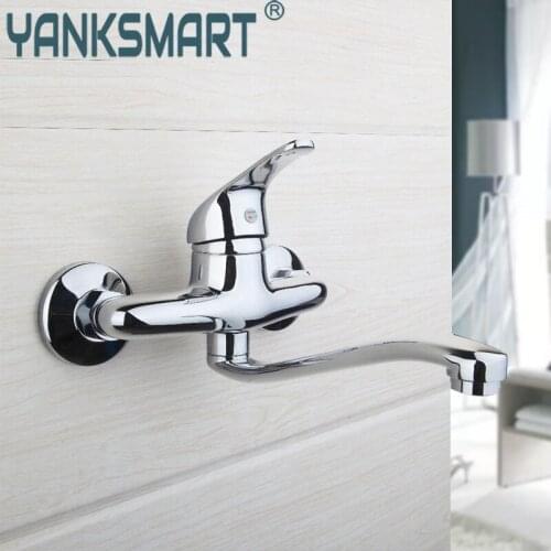 Chrome Brass Wall Mounted Faucet Bathroom Basin Sink Tap Hot & Cold Water Mixer Hot Search Retail Laundry Faucet