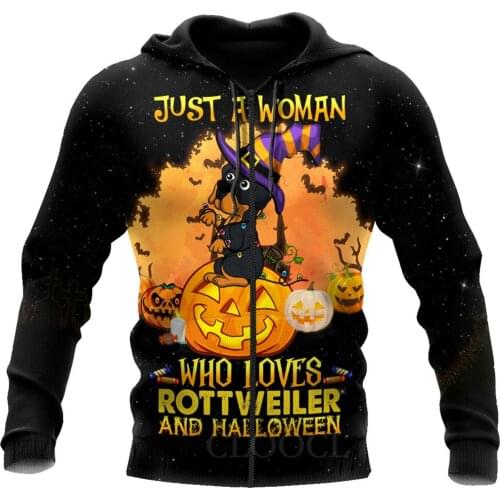 CLOOCL Halloween Zip Hoodies Graphic Rottweiler French Bulldog Print Hoodie Animal Festival Theme Pocket Hooded Men Clothing