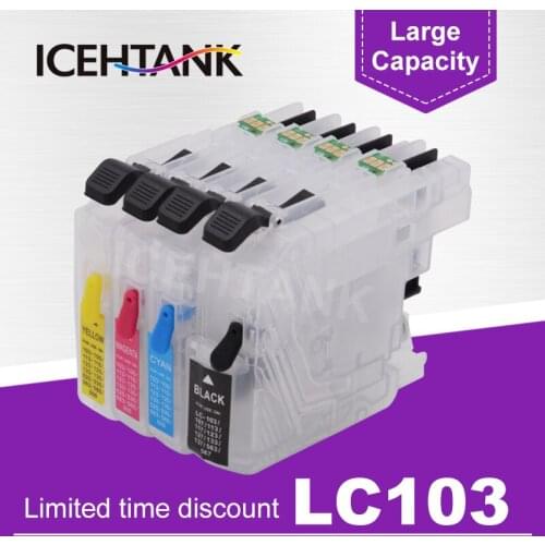 ICEHTANK Printer Ink Cartridges Refillable For Brother LC 103 101 105 107 109 XL MFC-J4710DW J4610DW J4510DW J4410DW J4310DW