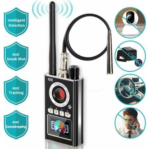 K88 Multi-function AI Anti Candid Camera Detector LED display hunters signal GPS Bug mini Signal lens Detect Wireless gadgets