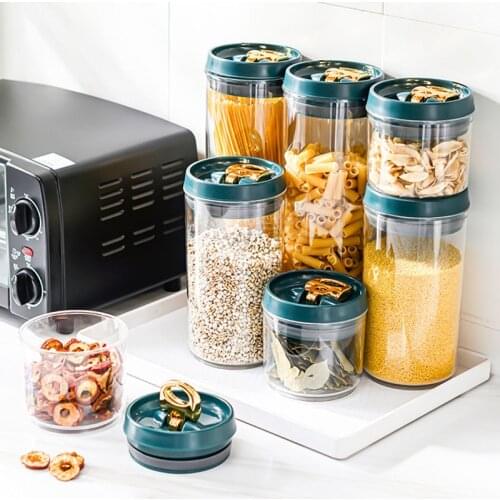 Creative Airtight Jar Storage Box Plastic Boxes Cereal Dispenser Food Storage Containers Kitchen Cabinet Storage Jars With Lid