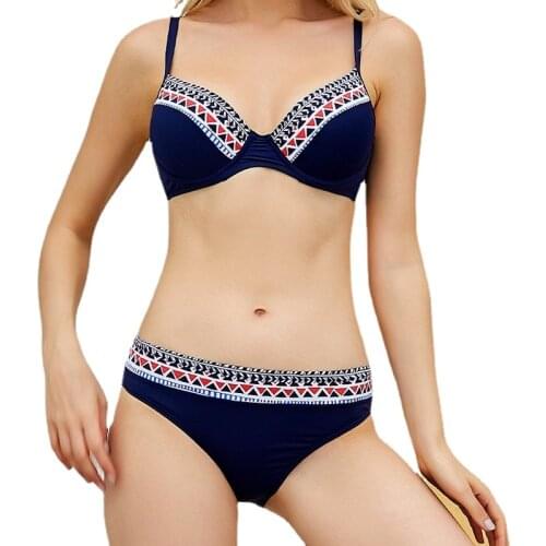 Swimwear New Steel Bracket Push up Retro Bikini Double Shoulder Sexy Triangle Seaside Split Swimsuit for Women