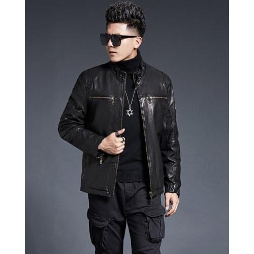 2020 Genuine Leather Jacket Men 100% Sheepskin Coat Vintage Motorcycle Biker Jacket Short Leather Jackets KJ4026