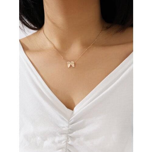 Trendy Contracted Metal Gold Color Tiny Angle Wings Pendant Necklace For Woman Couple Chain on the Neck Gift Jewelry Accessories
