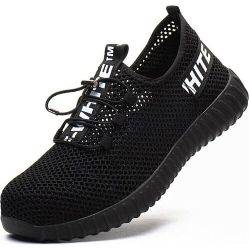 Male Shoes Breathable Mesh Safety Shoes Men Light Sneaker Indestructible Steel Toe Soft Anti-piercing Work Boots Work Shoes