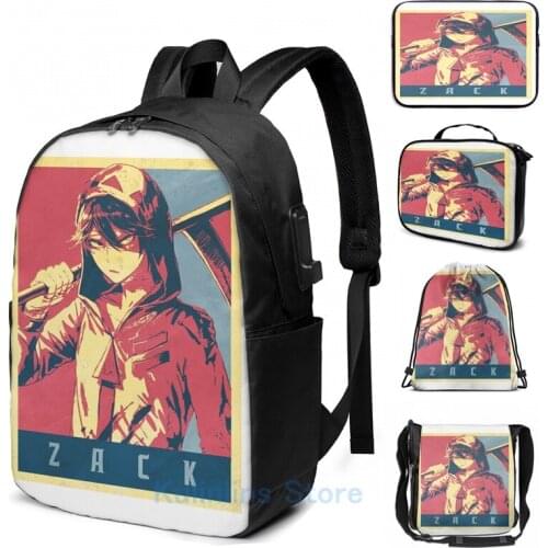 Funny Graphic print Isaac Zack Foster Angels of Death Political Anime Shirt USB Charge Backpack men School Travel laptop bag