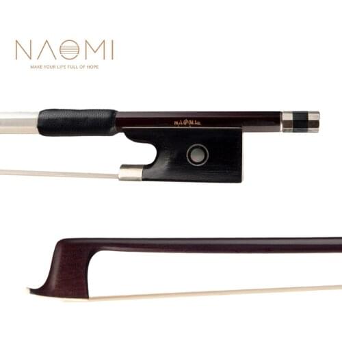NAOMI Delicate IPE Violin Bow Round Stick Silver Wire Winding Lizard Skin Grip White Horsehair 4/4 Size Fiddle Bow